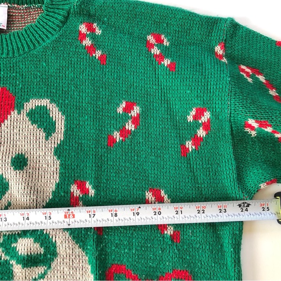 Vintage Nutcracker Green Teddy Bear Santa Patterned Christmas Sweater Size 24W - Picture 11 of 13